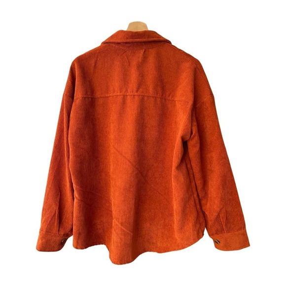 Long Sleeve Corduroy Button Up Shacket (Rust) - Picture 4 of 9